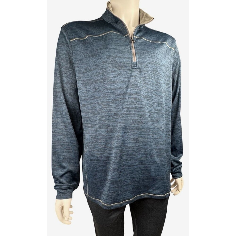 Pebble Beach Mens Large Blue Dry-Luxe Performance 1/4 Zip Shirt Pull Over New